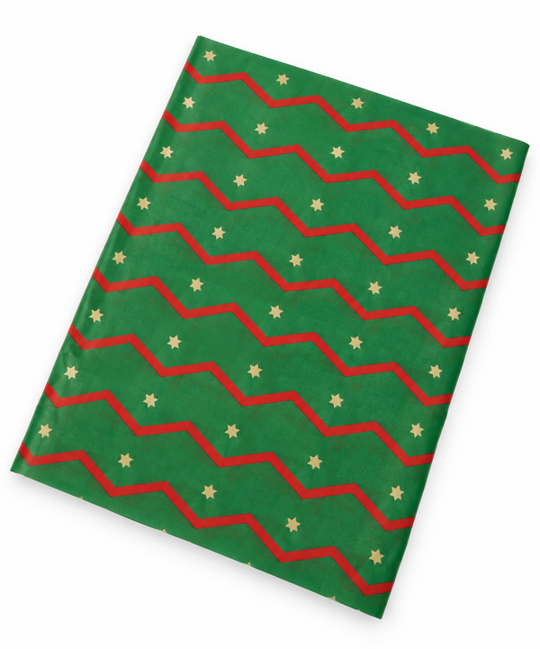 Green w gold star and red line