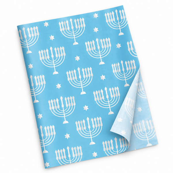 Light Blue Paper with Menorah